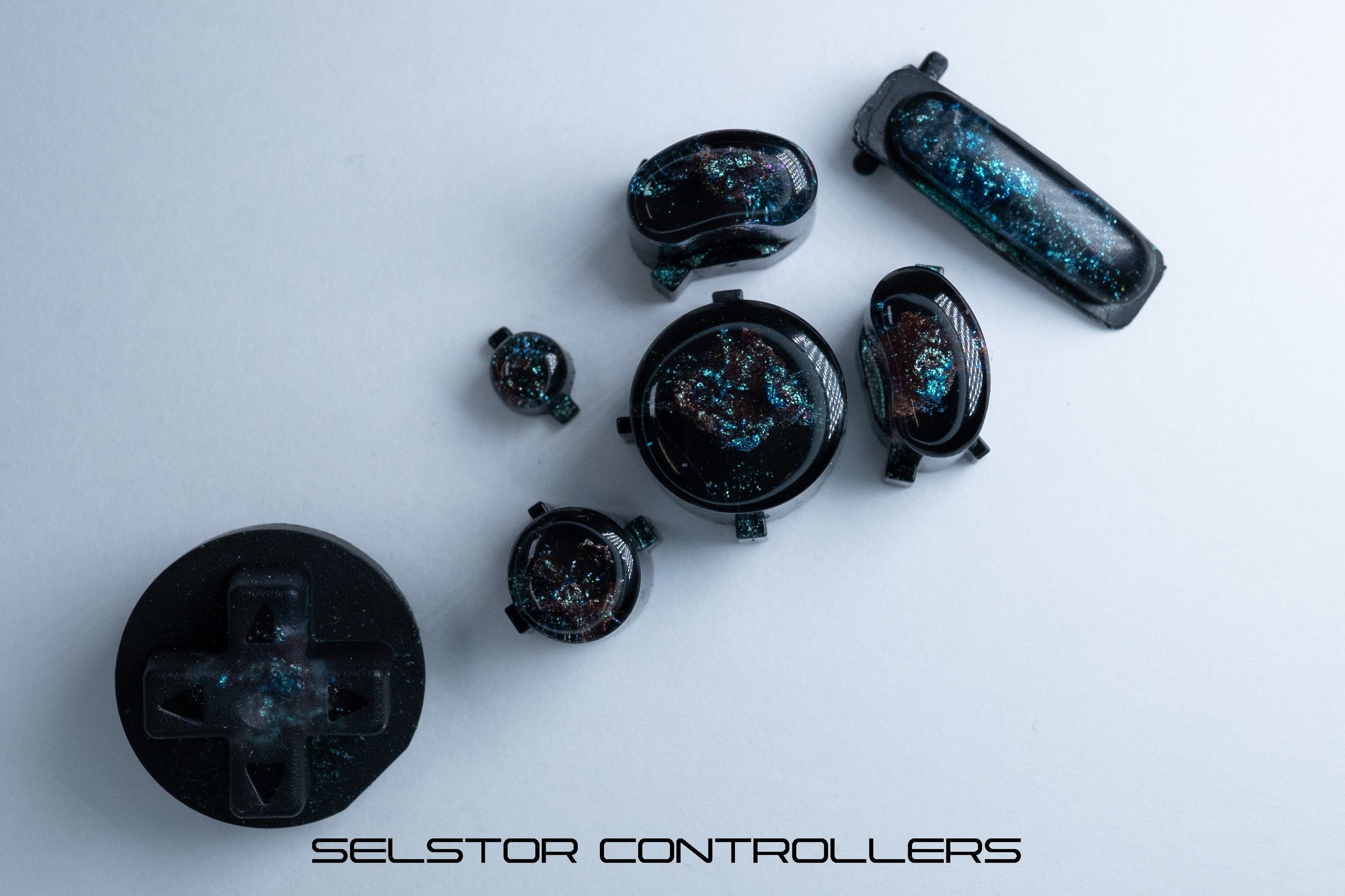 TEAL GALAXY (BALD) GameCube Button Set - ABXYstartDpadZ