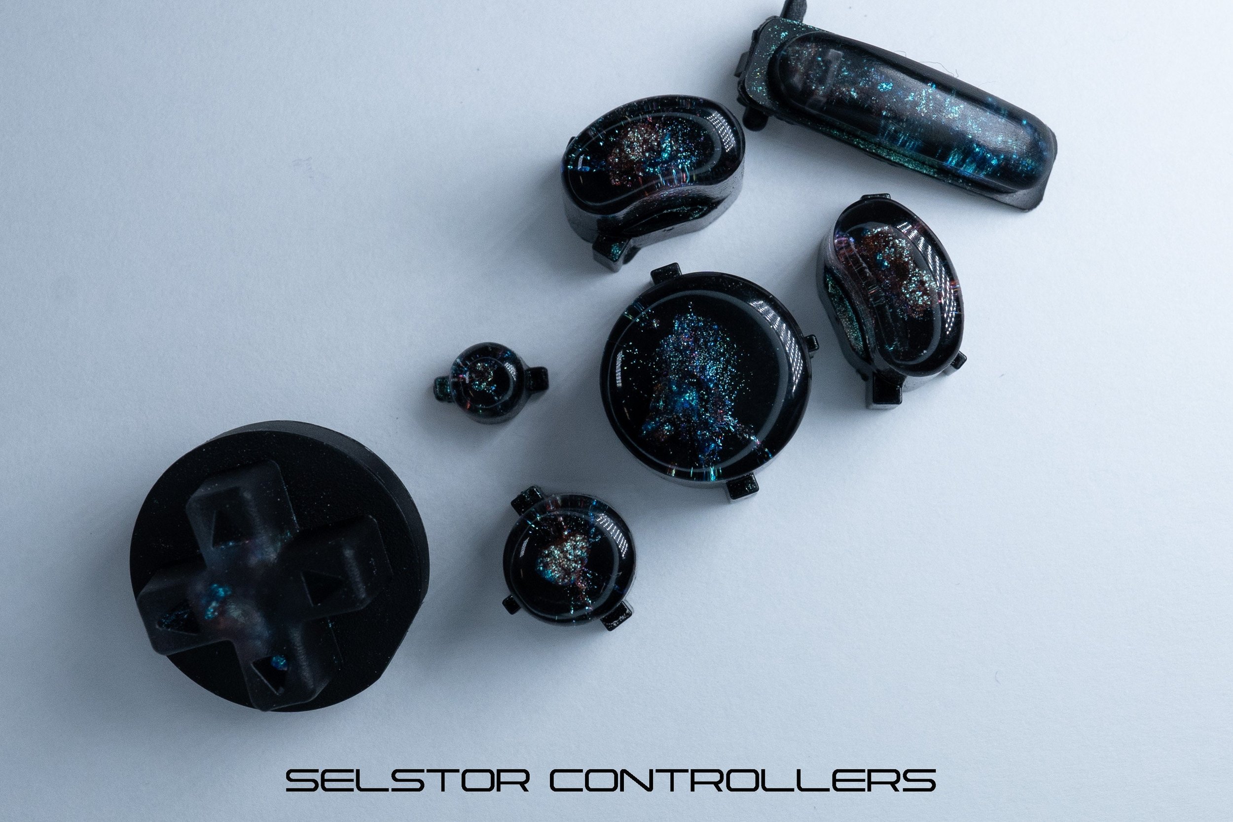 TEAL GALAXY (BALD) GameCube Button Set - ABXYstartDpadZ