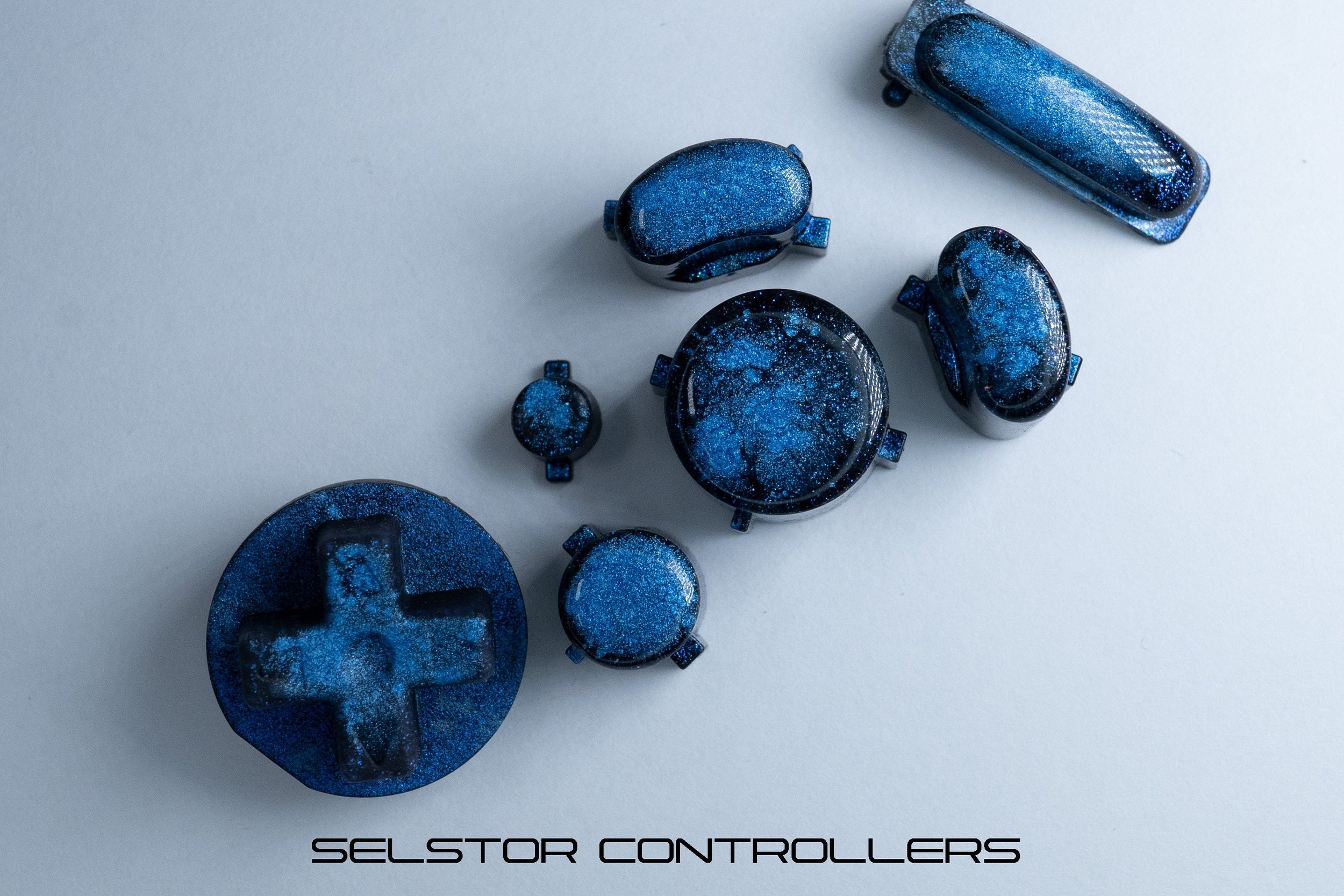 BLUE on Blue Moon (Bald) GameCube Button Set - ABXYstartDpadZ