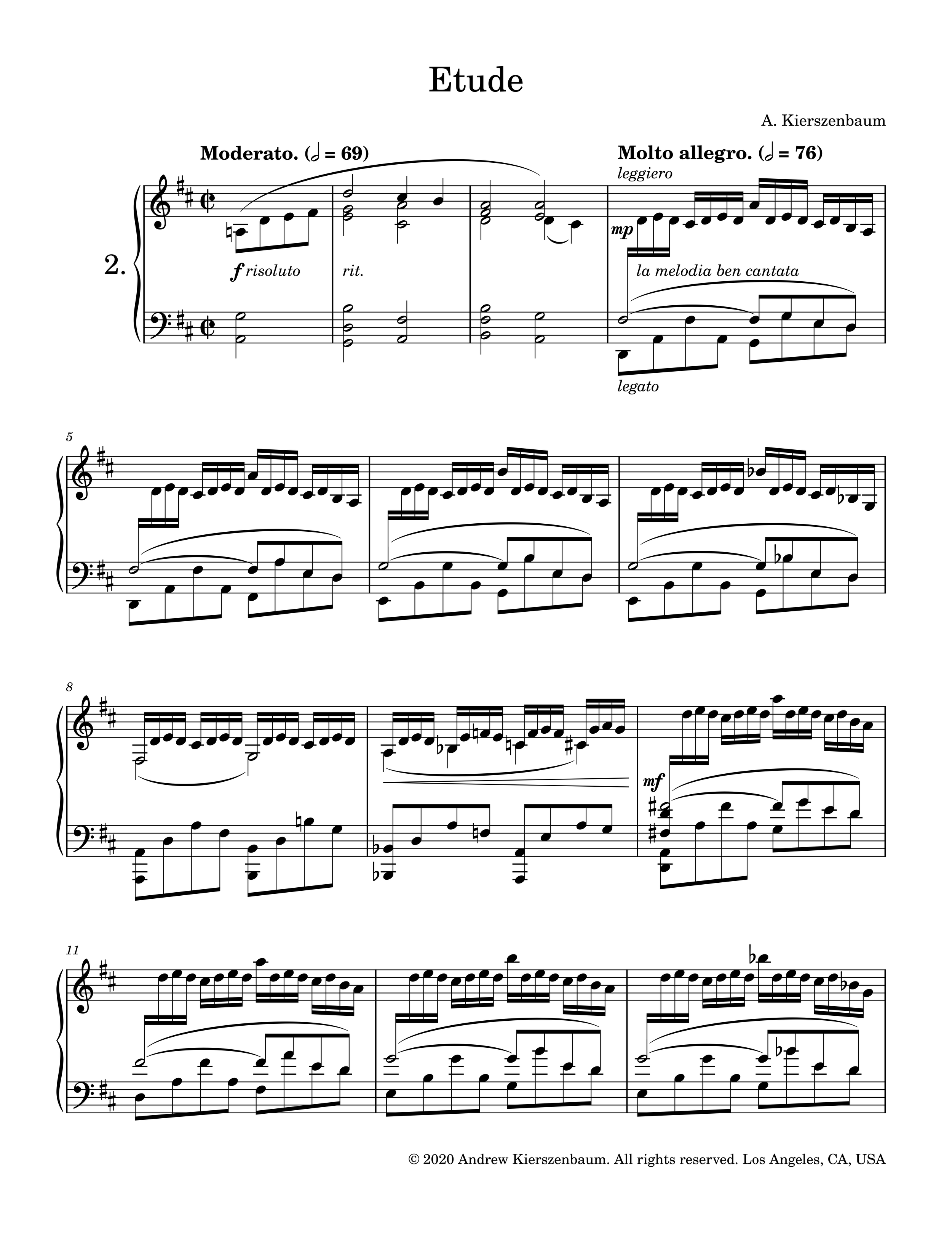 Three Etudes: No. 2 in D Major (2020)