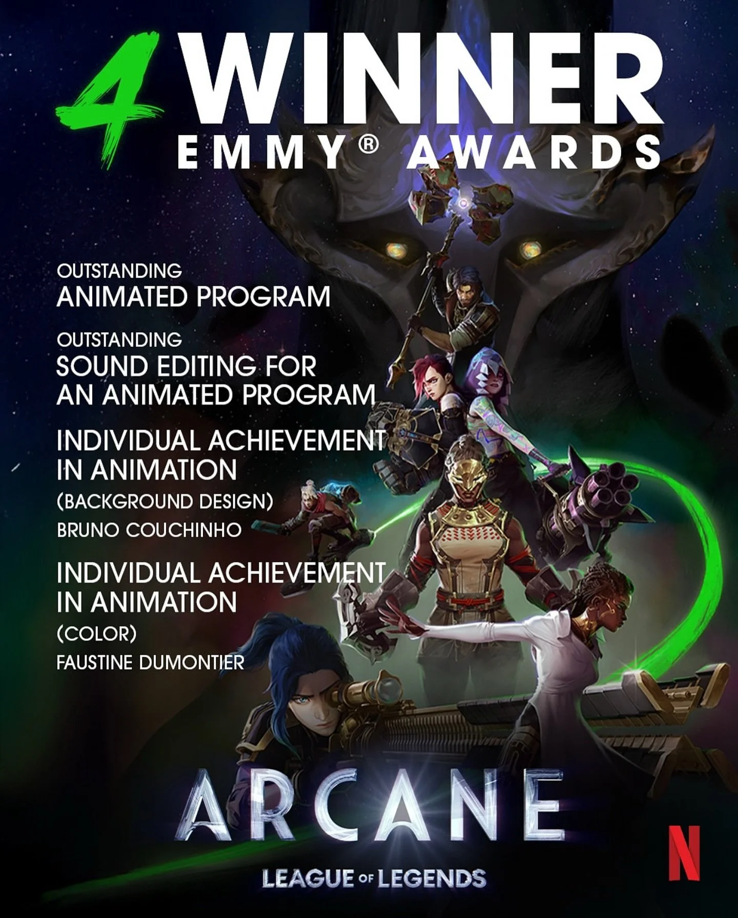 @ArcaneShow just won 4 more Emmys, including Best Animated Program&mdash;which it won back in 2022 for Season 1 🔥

So grateful to have gotten to contribute to both seasons of this wonderful show, with such an inspiring composing team over at @RiotGa