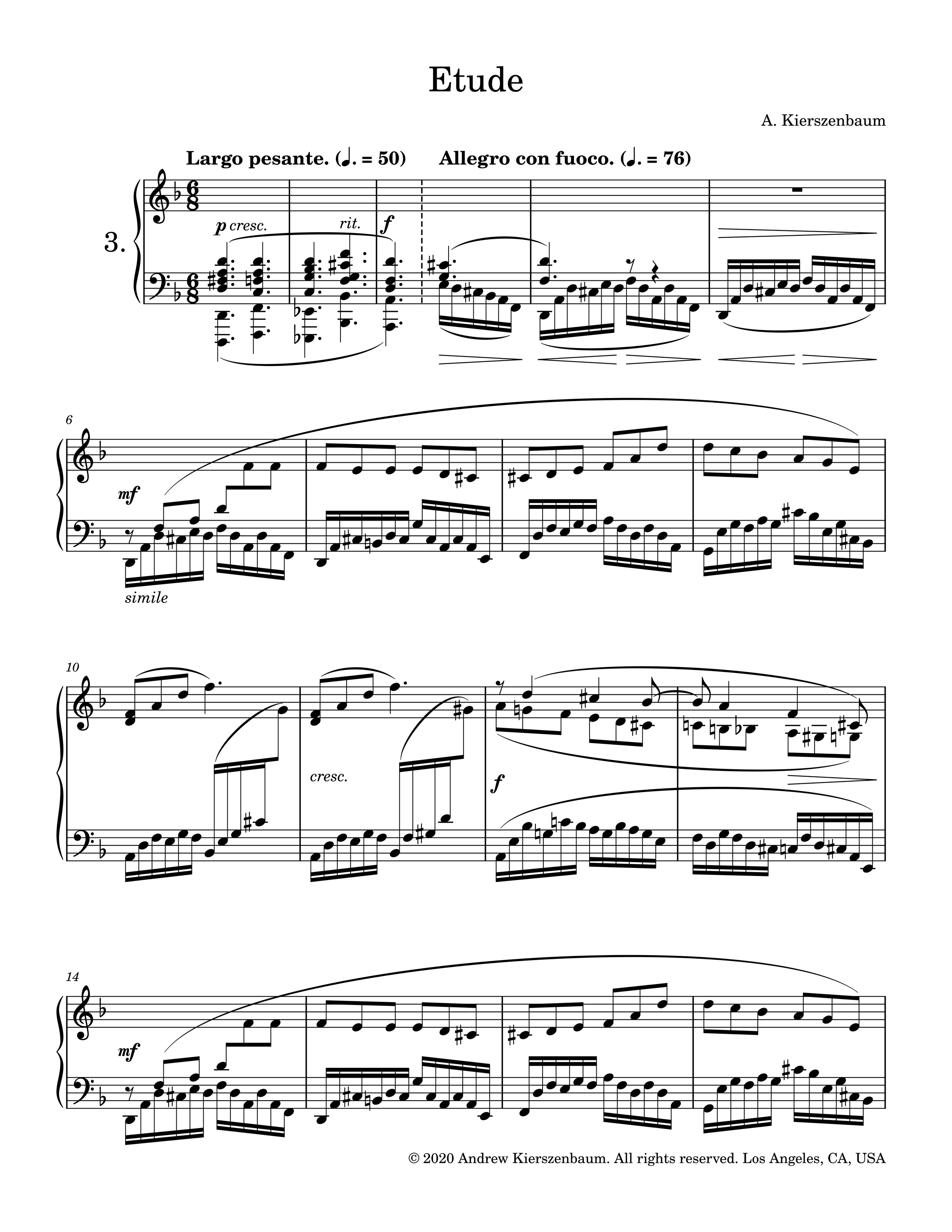 Three Etudes: No. 3 in D Minor (2020)