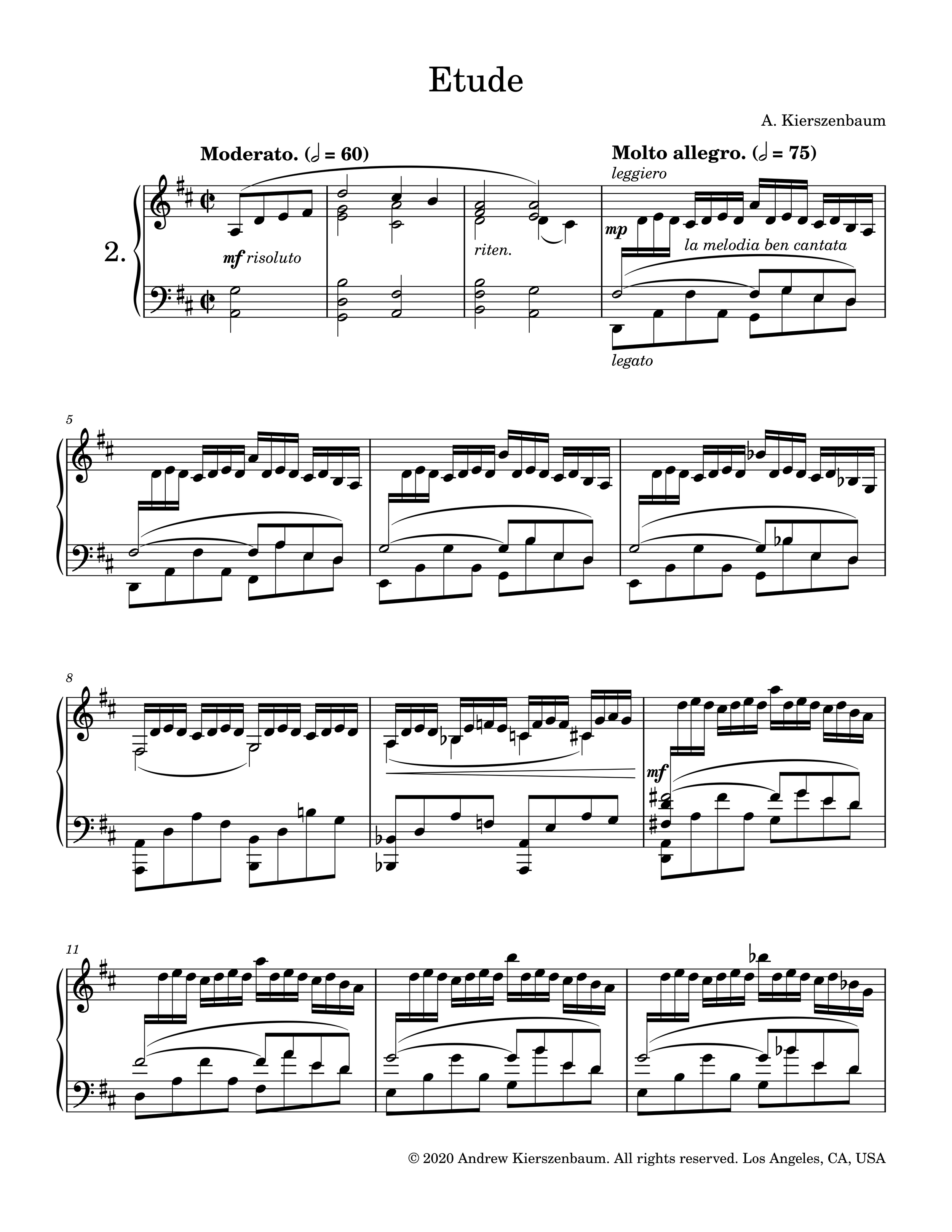 Three Etudes: No. 2 in D Major (2020)