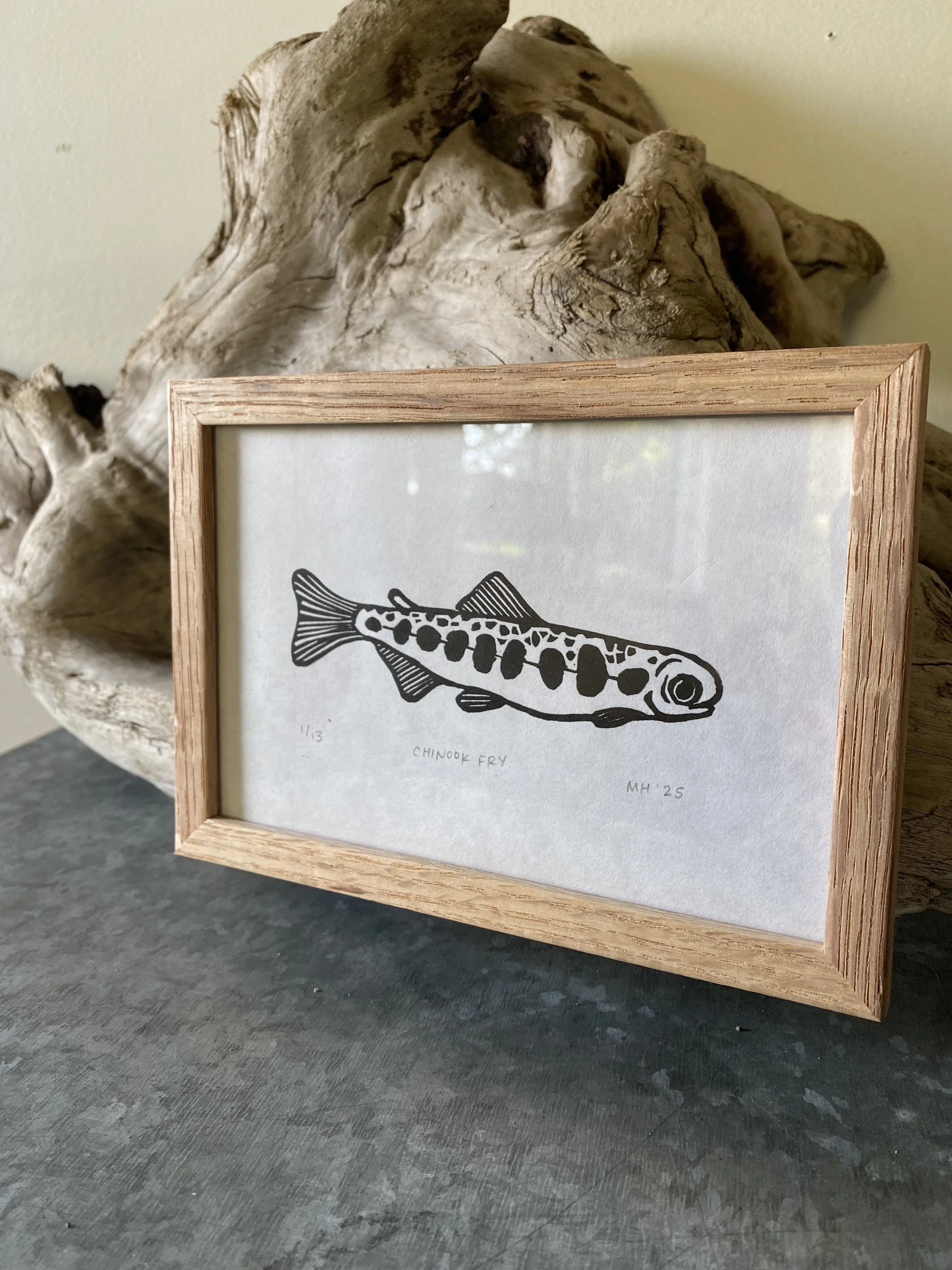 "Chinook Fry" linocut print