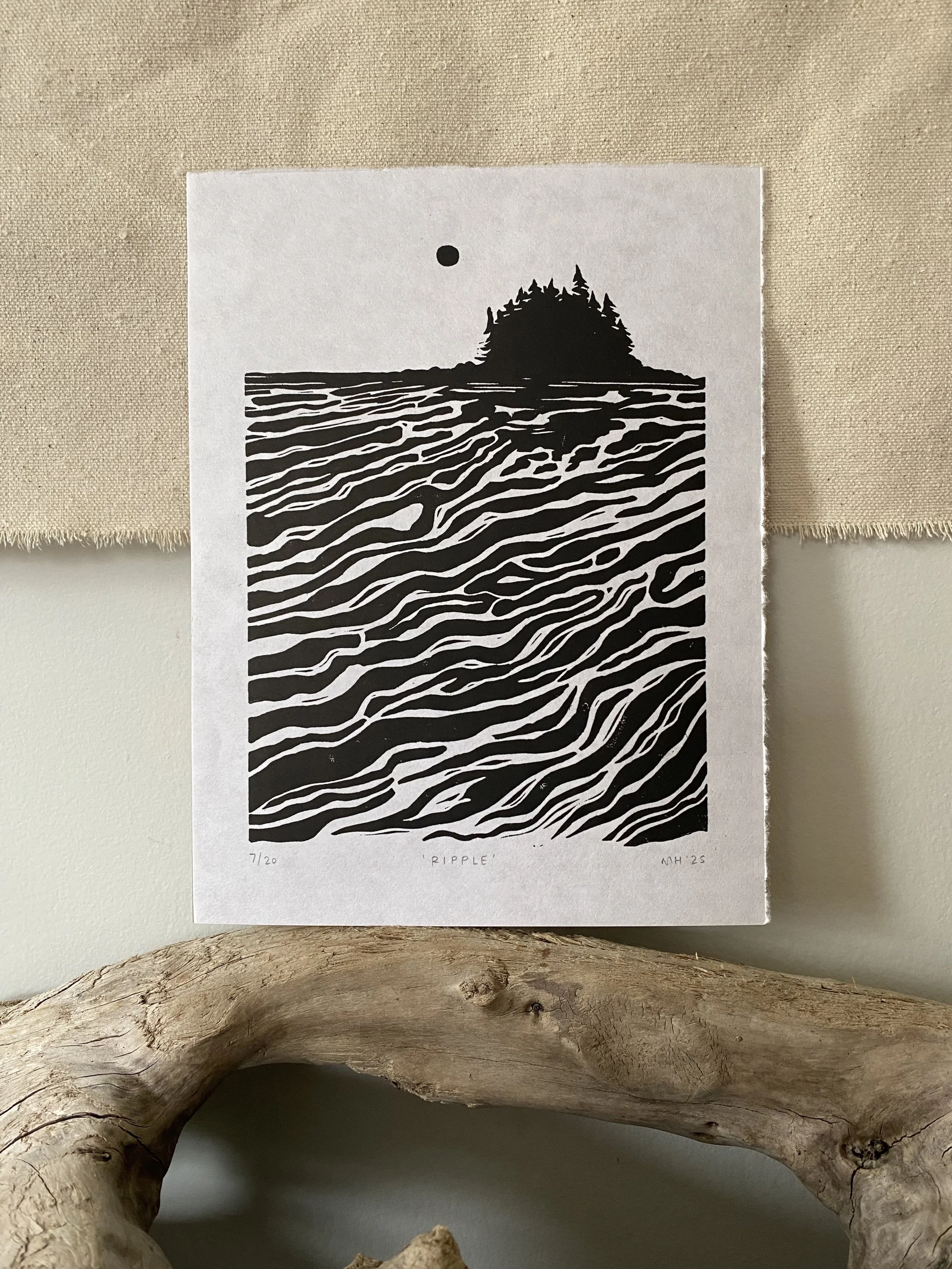 "Ripple" linocut print