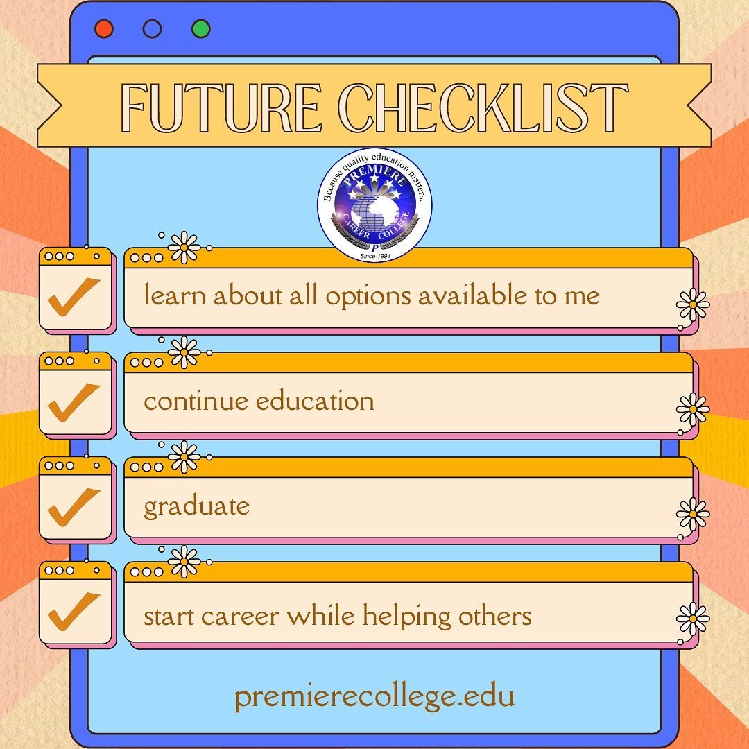 ☑️While making your holiday checklist..
Don&rsquo;t forget about your future checklists!

🎁Gift yourself a promise to invest in your future!

Visit www.premierecollege.edu or call : 626 814-2080 to speak with one of our career advisors. 
Financial A