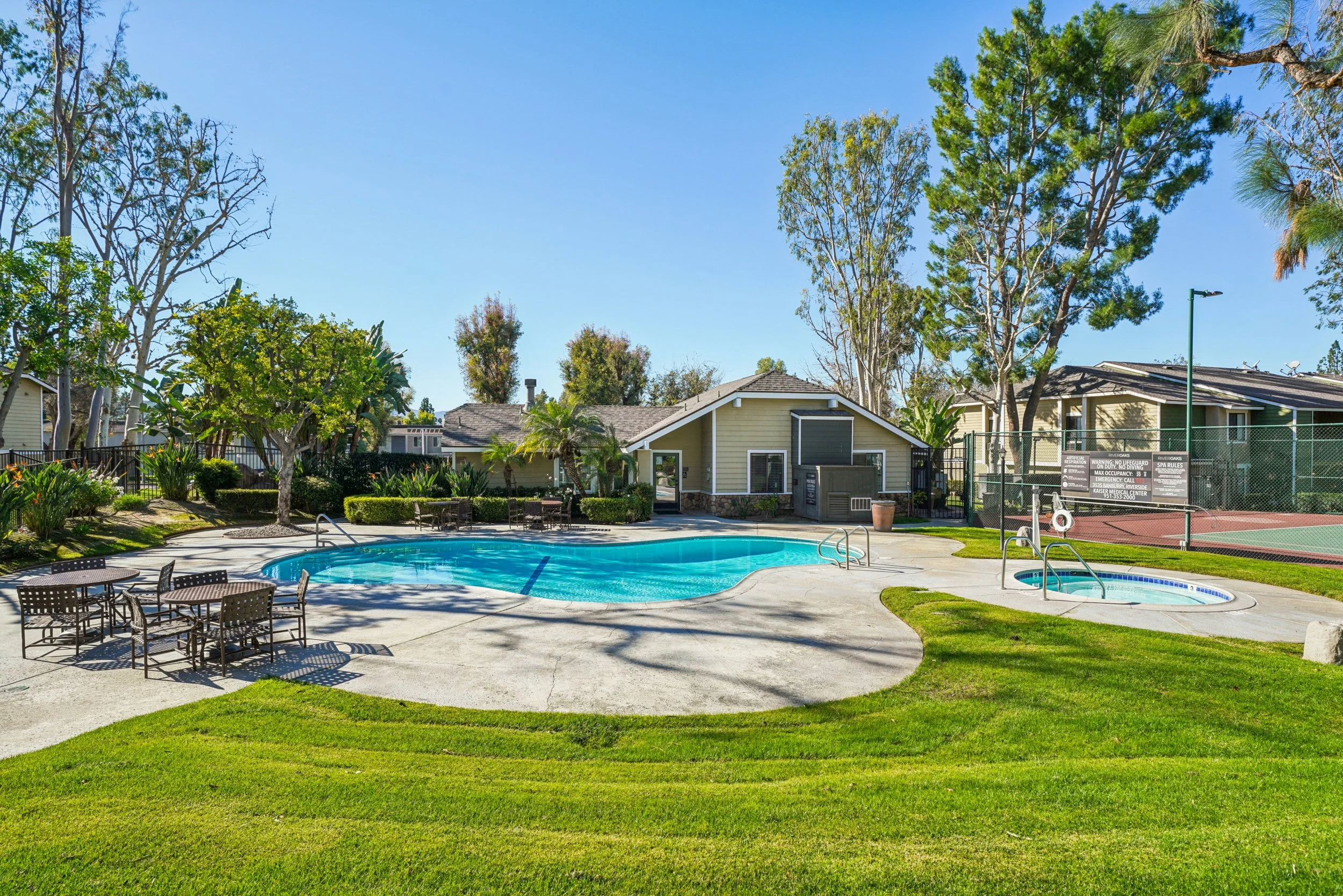 A photo of our swimming pool & soothing spa