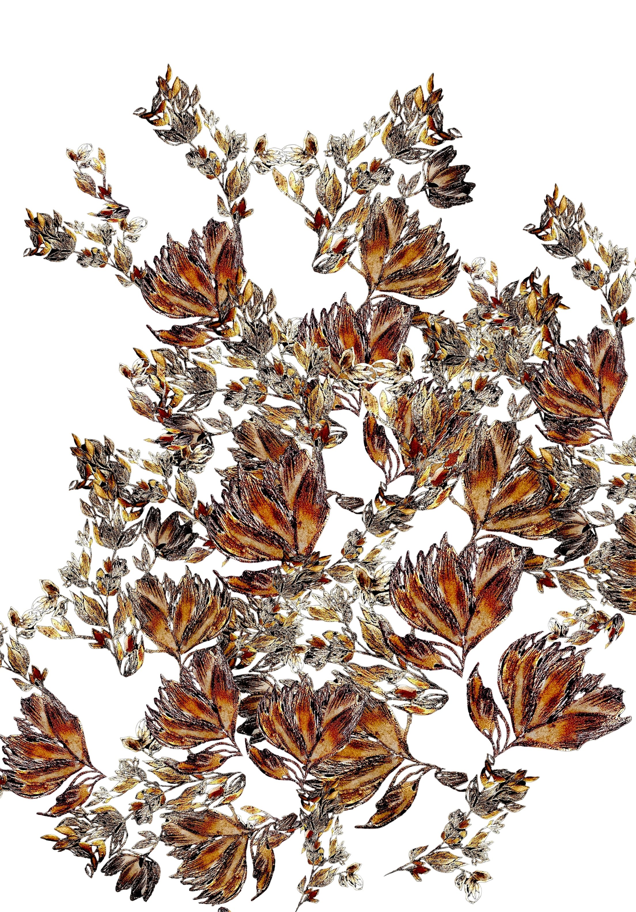 Dusky Opulence Gold Floral Exuberance Fine Art Print with Gold Glints