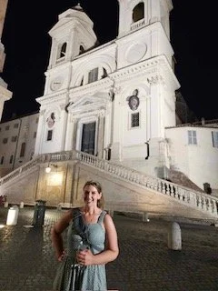 Angie on the Spanish Steps in Rome.JPG