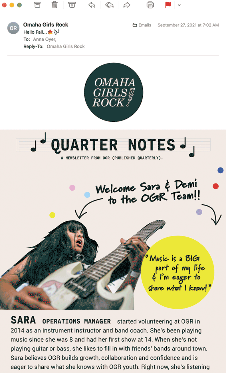 Quarterly Email Newsletter