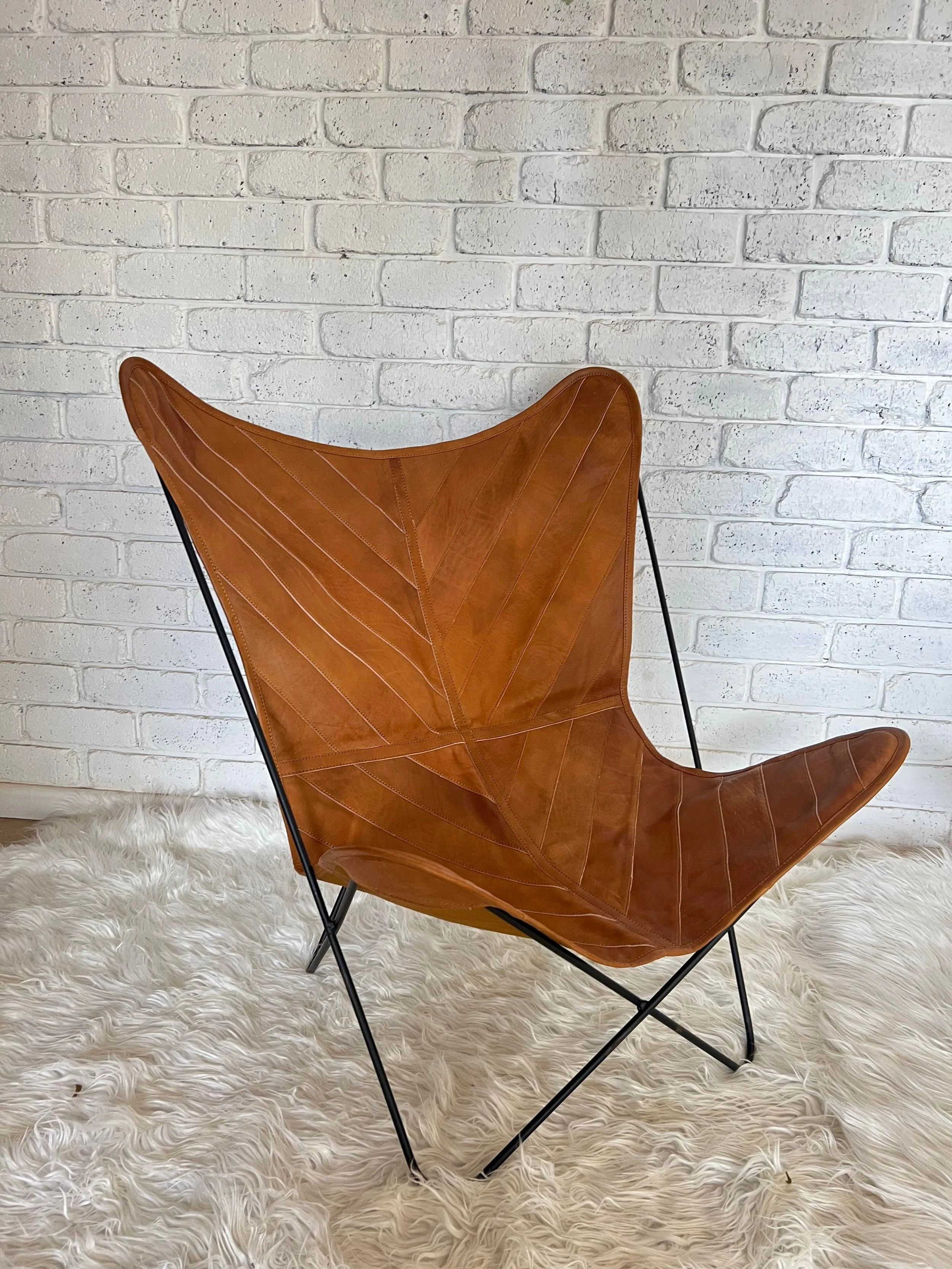 Chevron Leather Butterfly Chairs