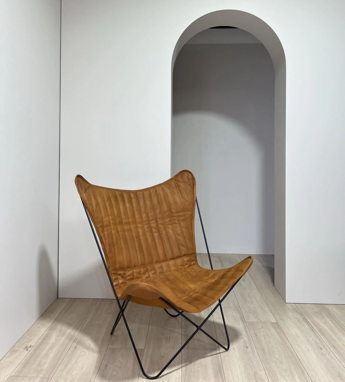 Padded Detail Leather Butterfly Chair