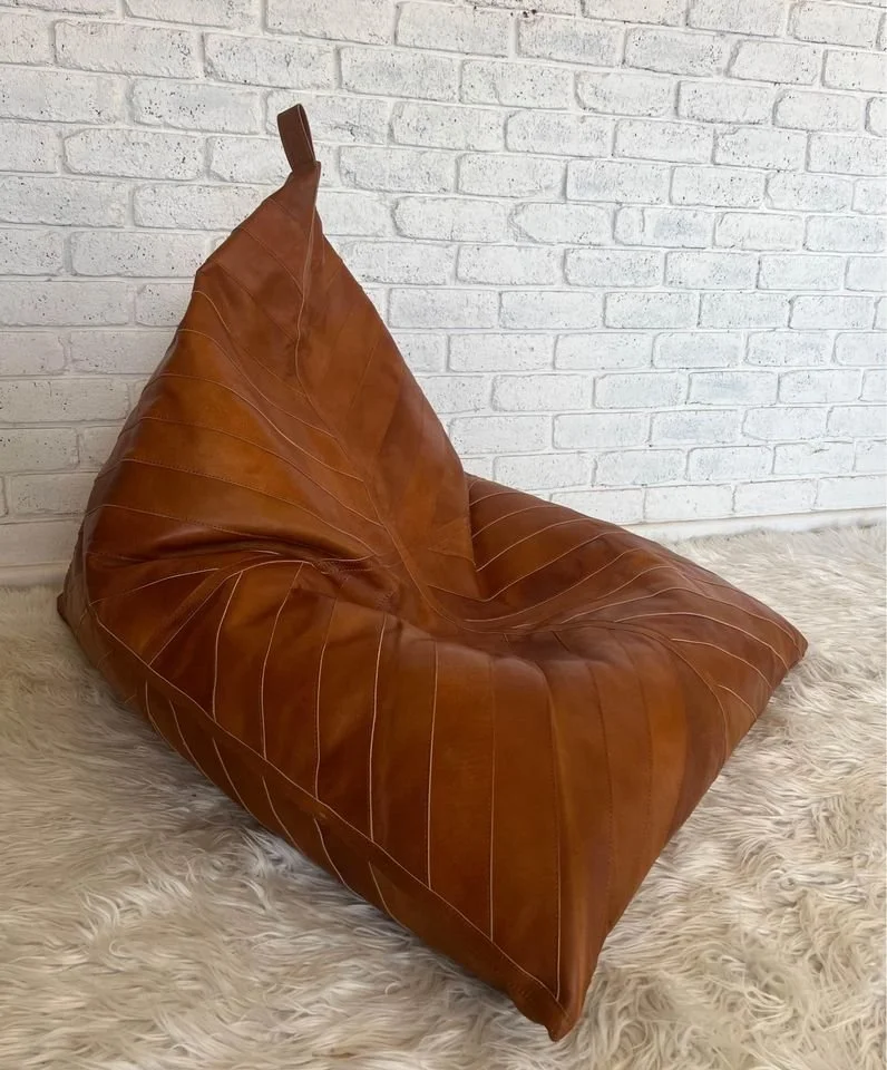 Chevron Pattern Leather Bean Bag