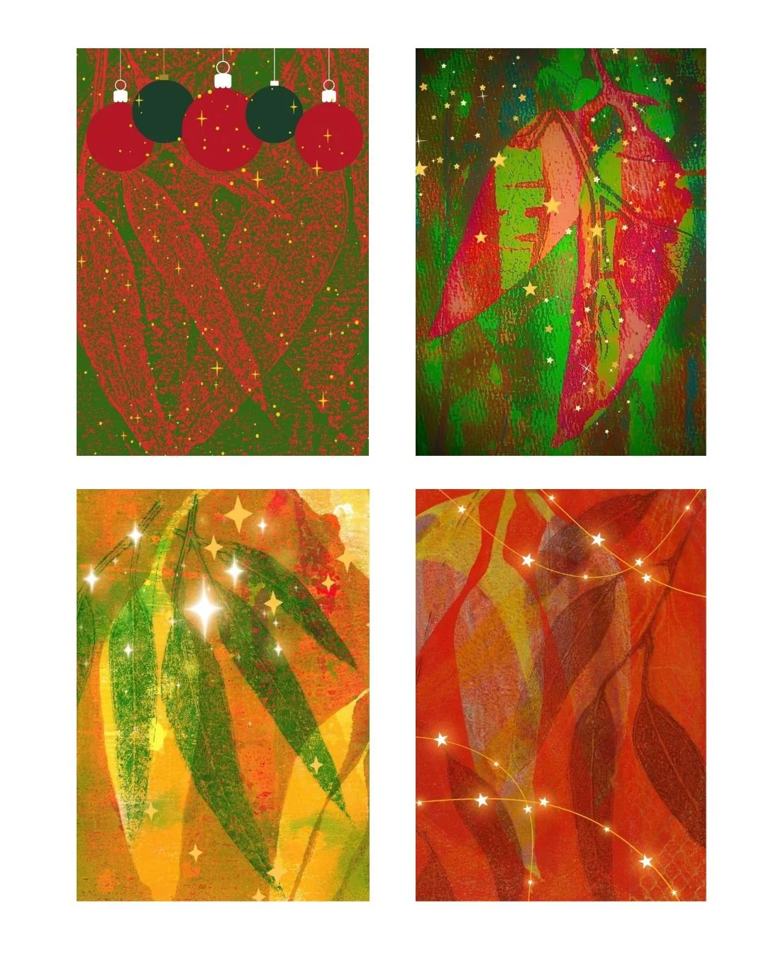 Australian Christmas Card Collection 4-Card Pack - Eucalyptus Design (postage included*)