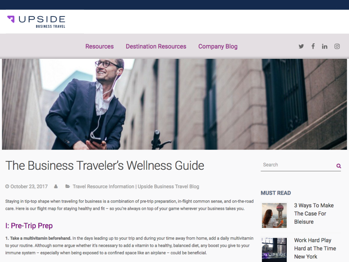 Upside Business Traveler’s Wellness Guide