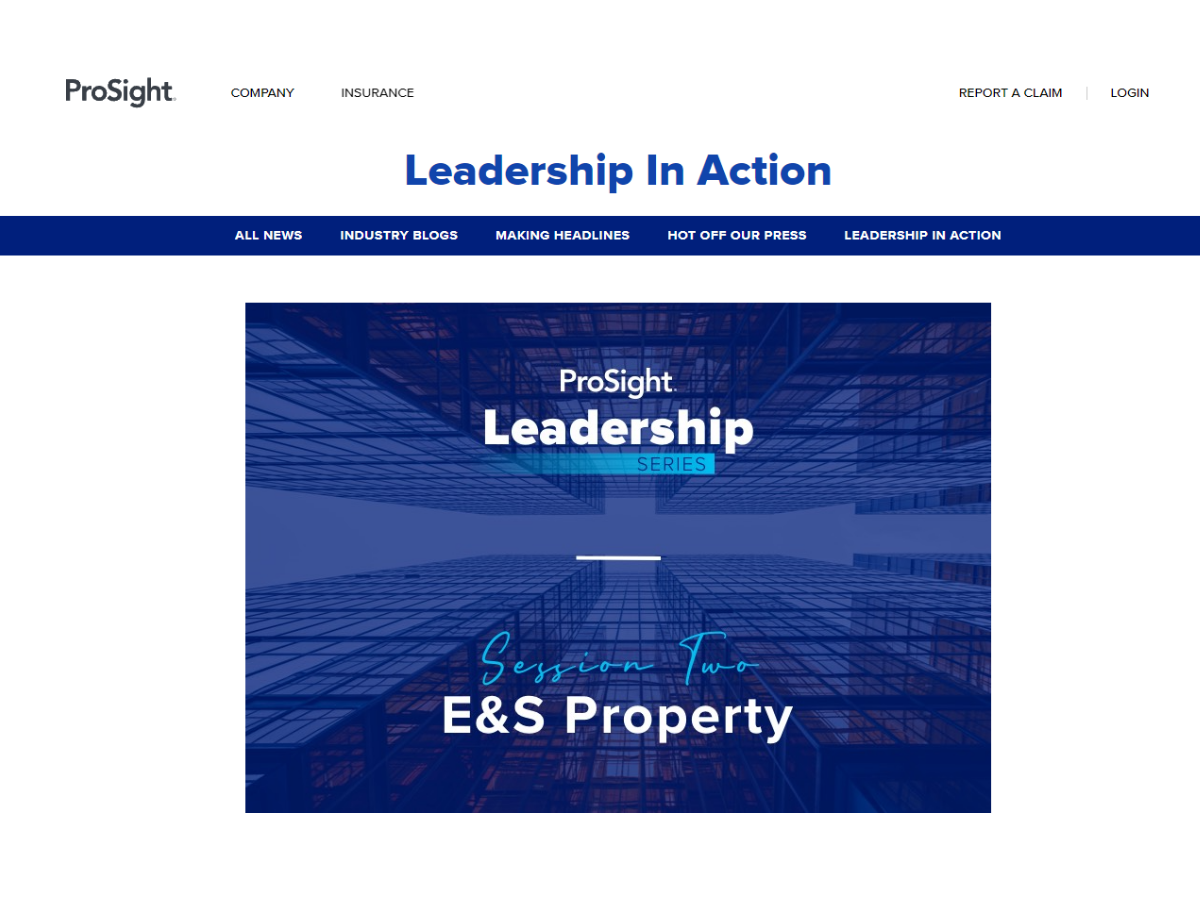 ProSight Leadership Series: Session Two - E&amp;S Property