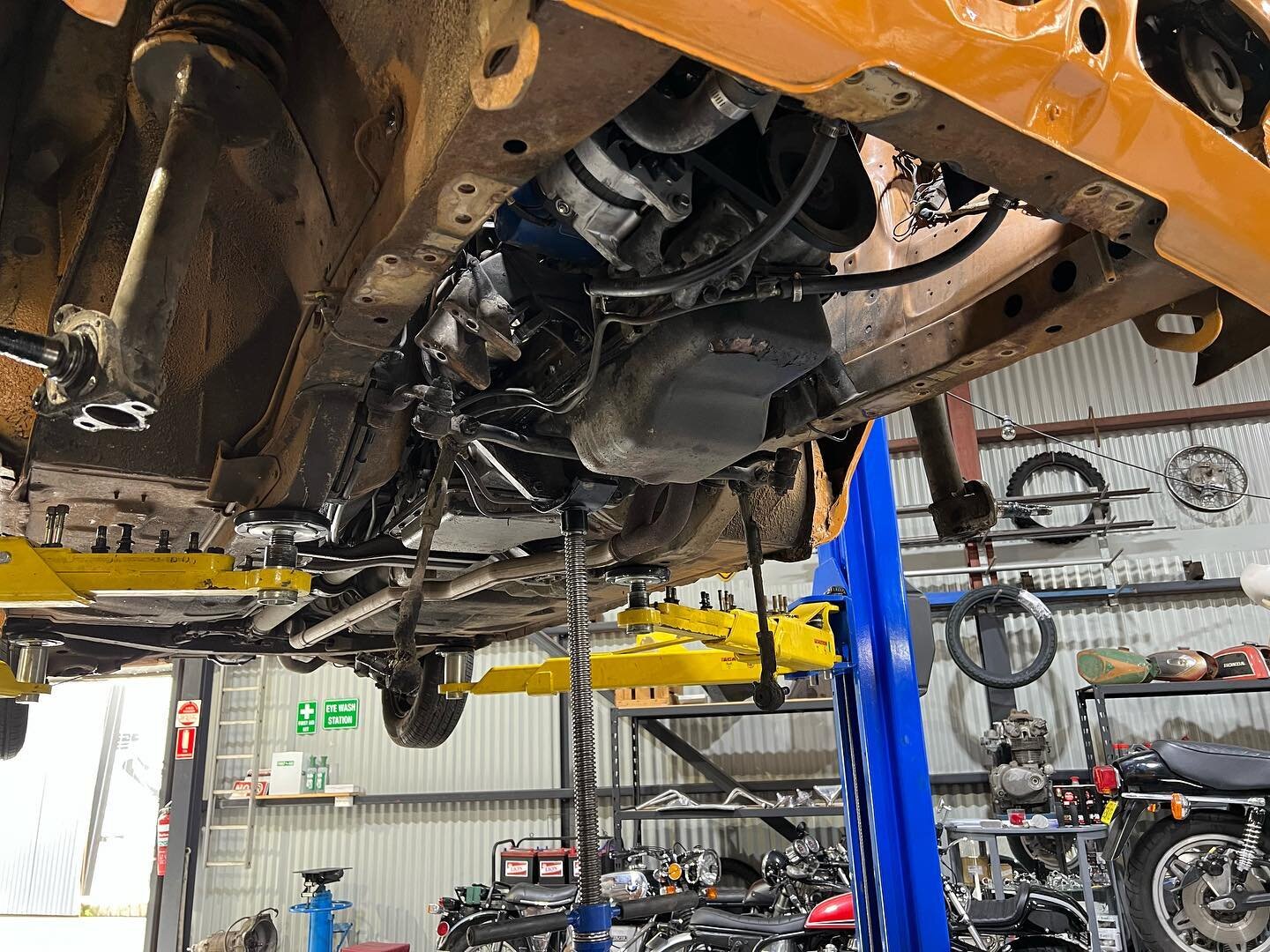 The #180bssscoupe is getting some love #restoration in progress the suspension and brakes then some time off the hoist to make room for some other big jobs. #datsun #vintage #180b #service #restoration &amp; #repair #darylsmotors #referafriend #alway