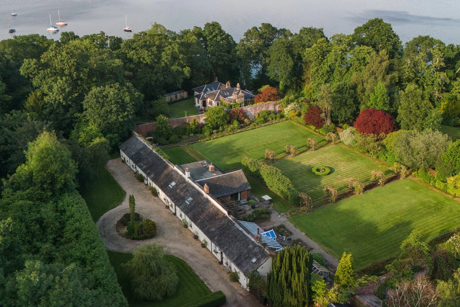 Aerial picture of Gardeners Cottages at Arden by Loch Lomond