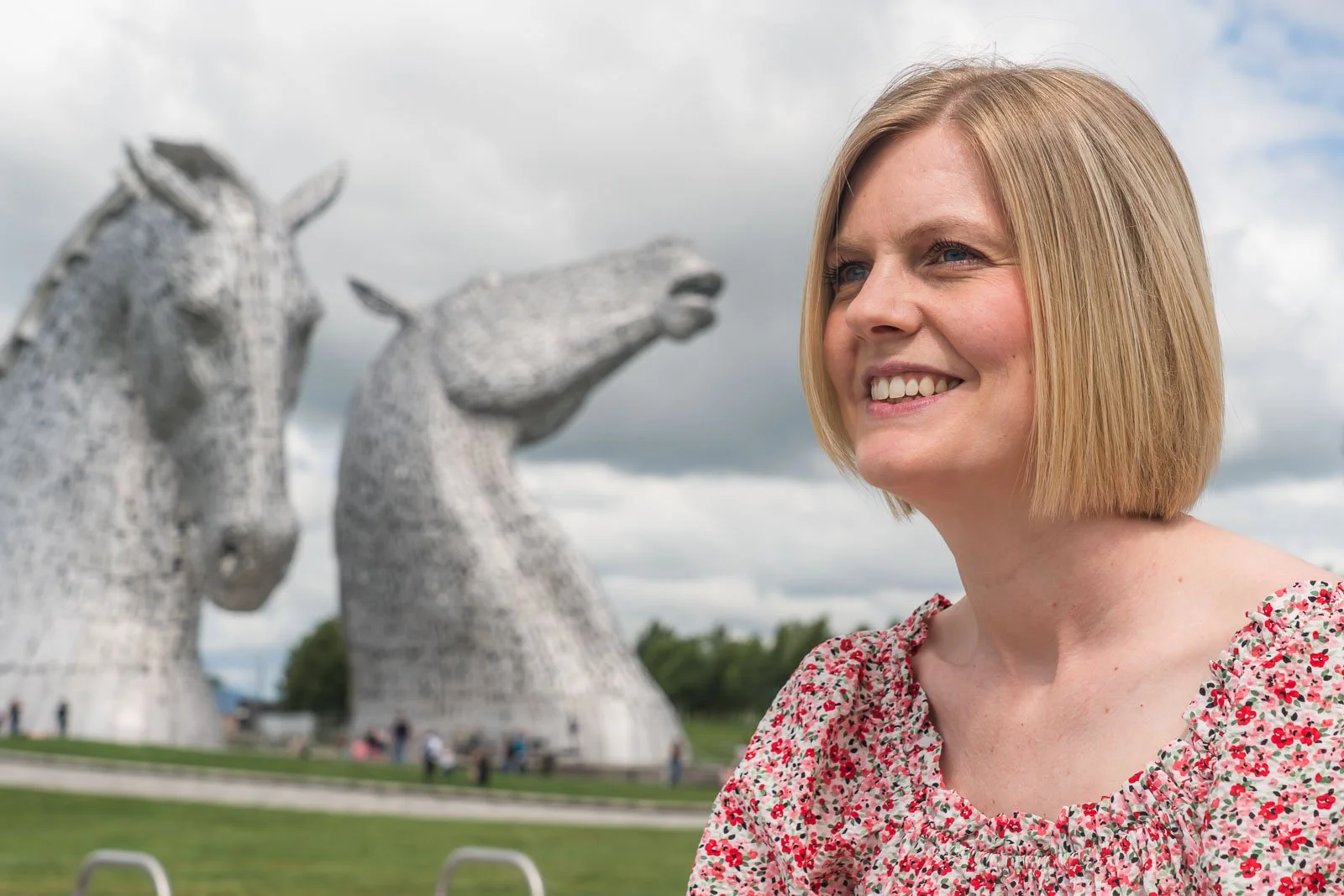 Karen Taylor of Pink Lily Accounting at The Kelpies, in Falkirk