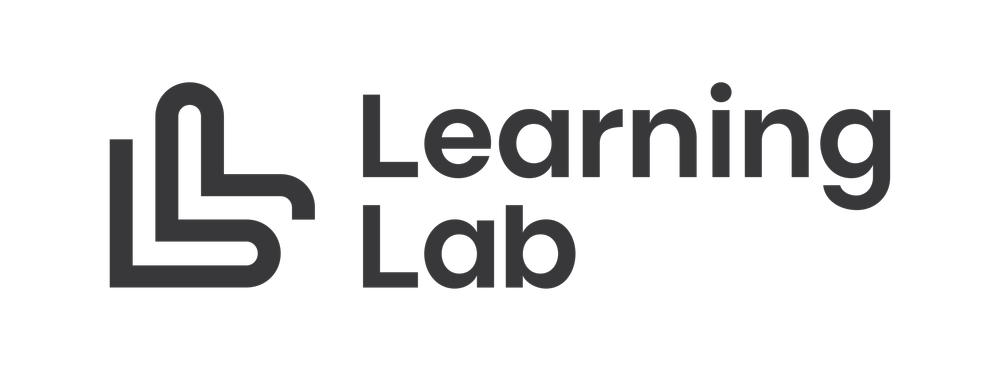Logo for Learning Lab, featuring a stylized geometric icon and the text 'Learning Lab' in black.