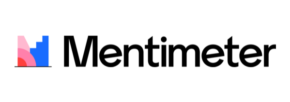 Logo for Mentimeter featuring a colorful bar chart icon and bold black text.