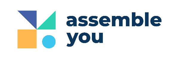 Logo with four geometric shapes and the text 'assemble you'