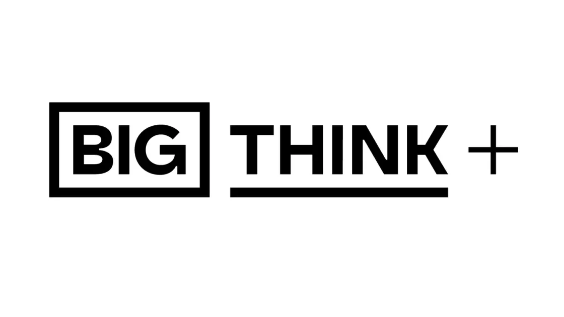 Logo with the word "BIG" inside a square, and the words "THINK +" beneath it, with the plus sign and underline.