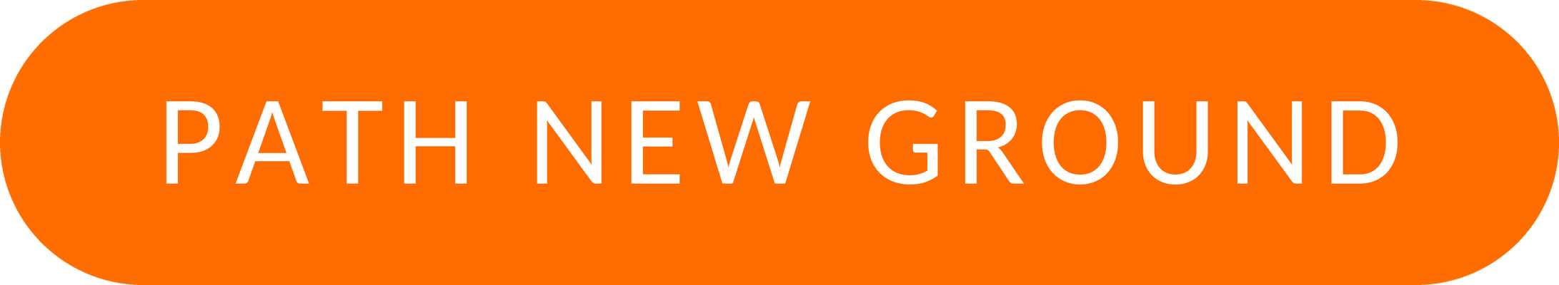 Bright orange highway sign that says "PATH NEW GROUND" in white letters.