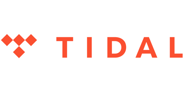 Tidal logo with a stylized red diamond icon and the word 'TIDAL' in bold red letters.