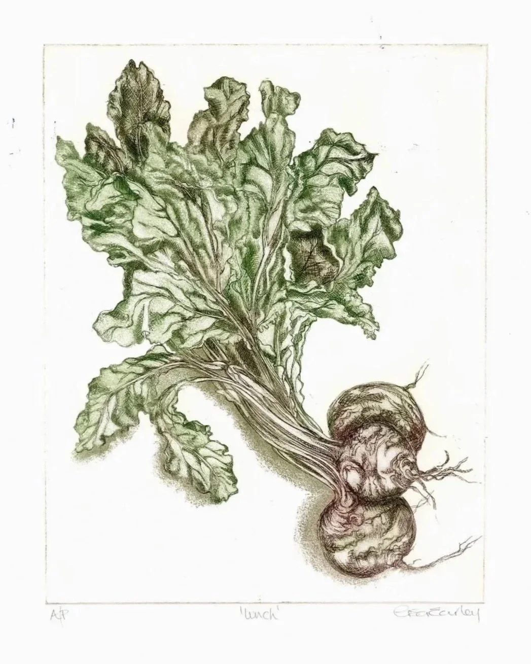 'Lunch' Hand coloured etching on Hosho paper