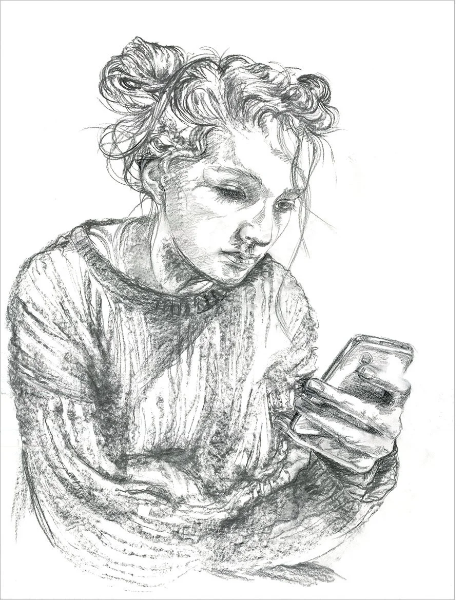 Constant companion - charcoal on paper
