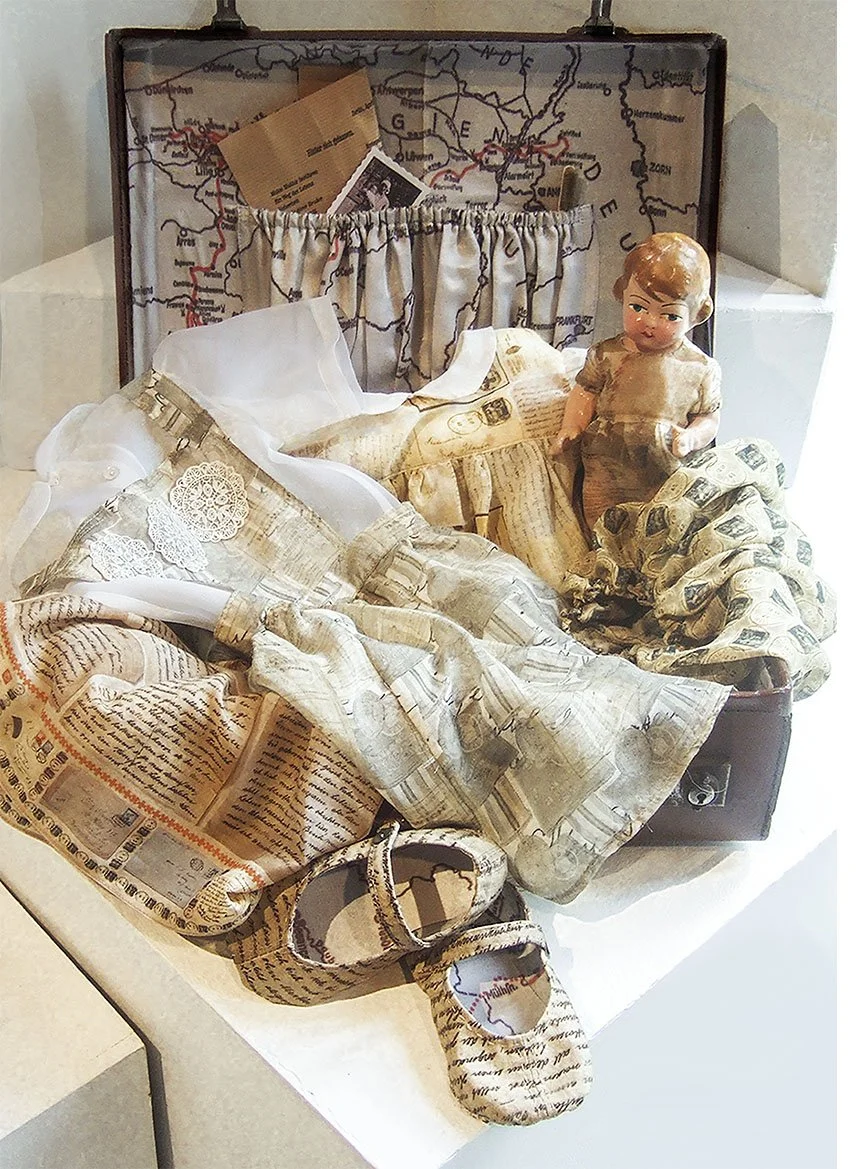 Left Behind (Hinter Sich Gelassen) - Kindertransport response installation for the Nature of Mending exhibition.