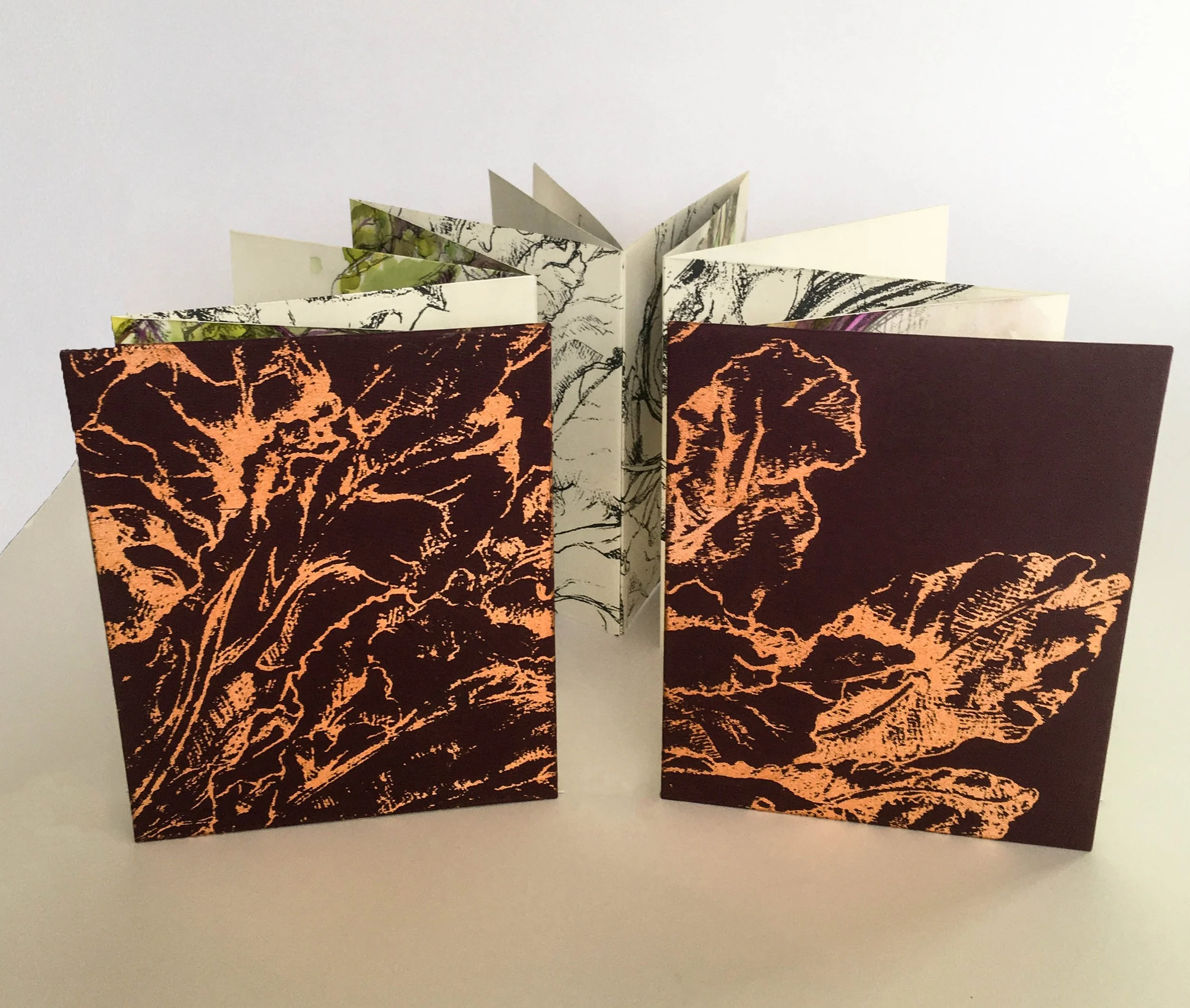 Recipe - artist book of artwork used to make Repast - Glide and screen print with gilded cover