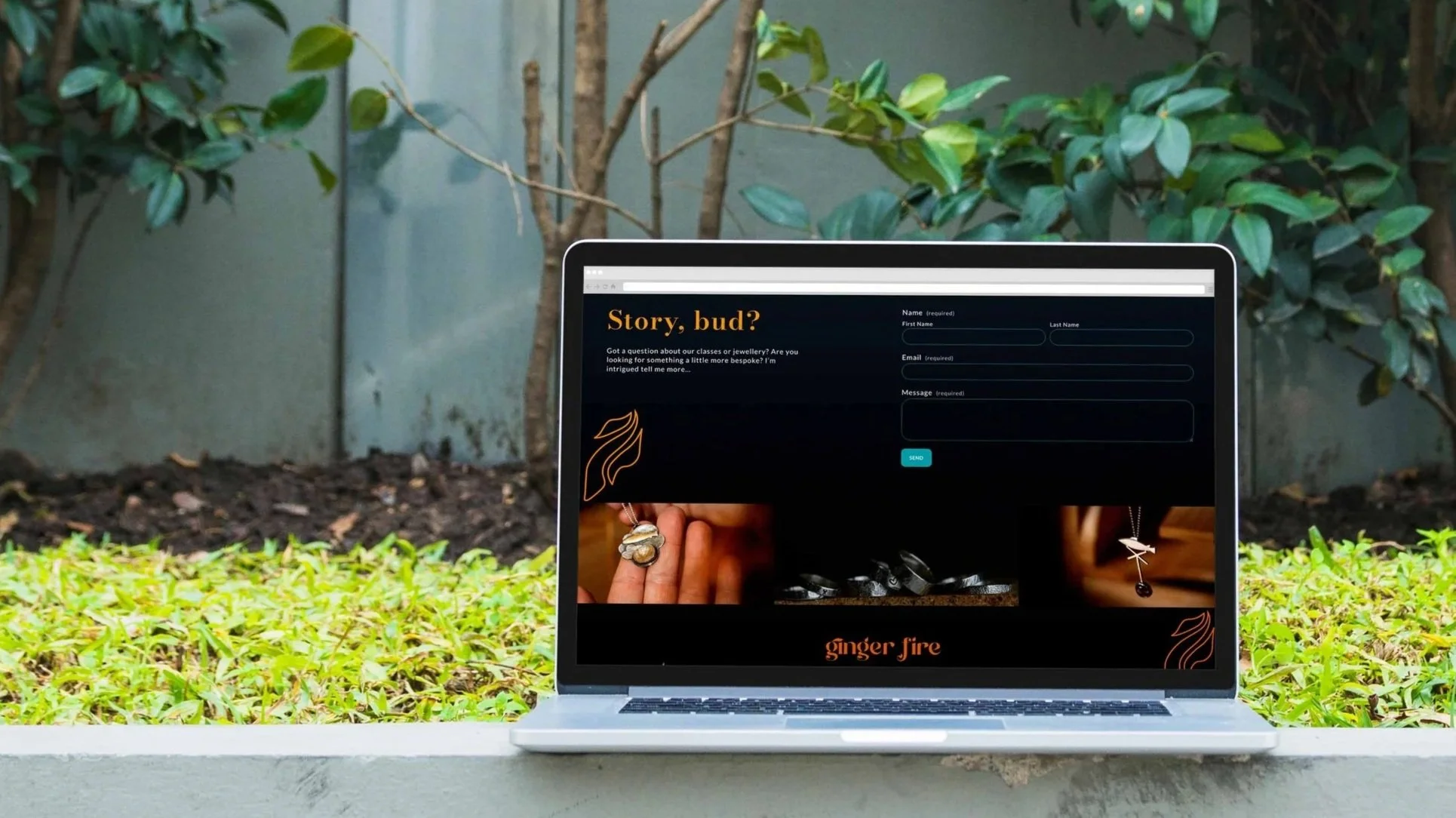 Ginger Fire Jewellery - contact page design