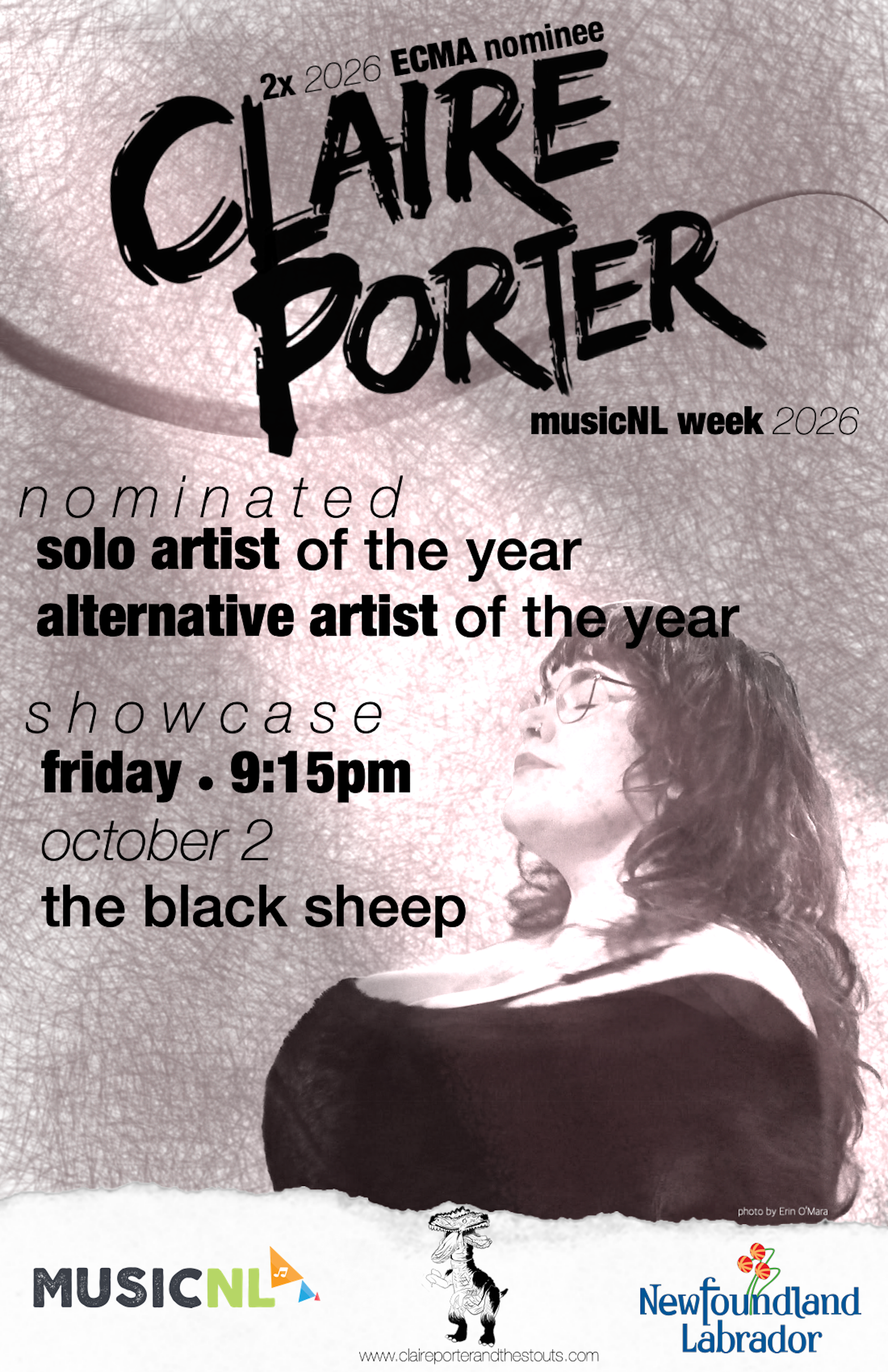 Claire Porter nominee musicNL showcase poster