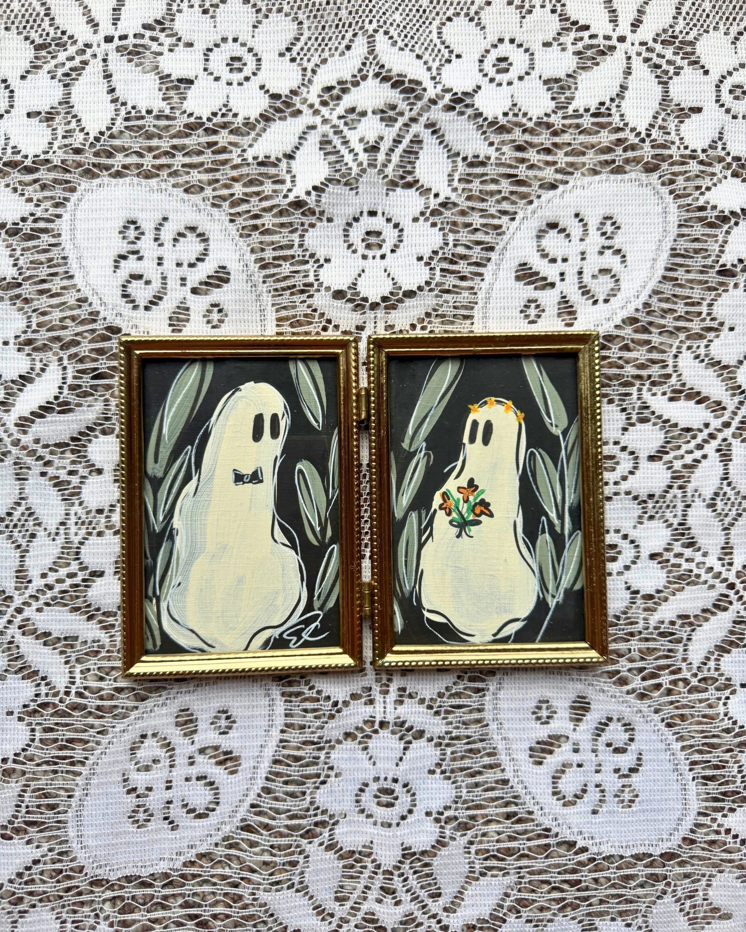 3 1/2 x 5 " To have and to haunt" original in vintage frame