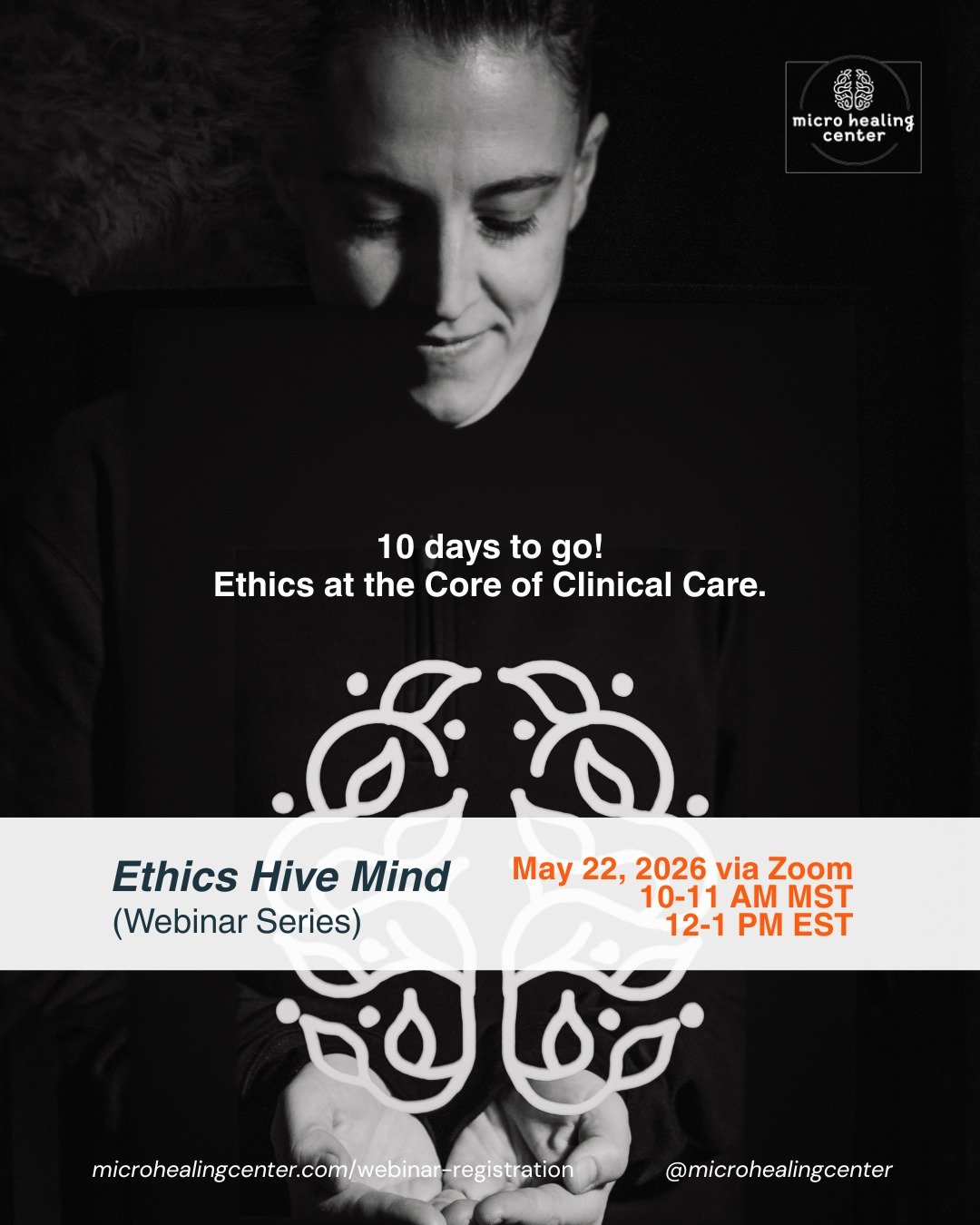 10 days until the Ethics Hive Mind.
 
 May 22. 10 to 11 AM MT.
 
 One hour. Facilitators, clinicians, and natural medicine practitioners thinking out loud together about the hardest ethical questions in this field.
 
 Hosted by Dr. Amanda Baranski, L