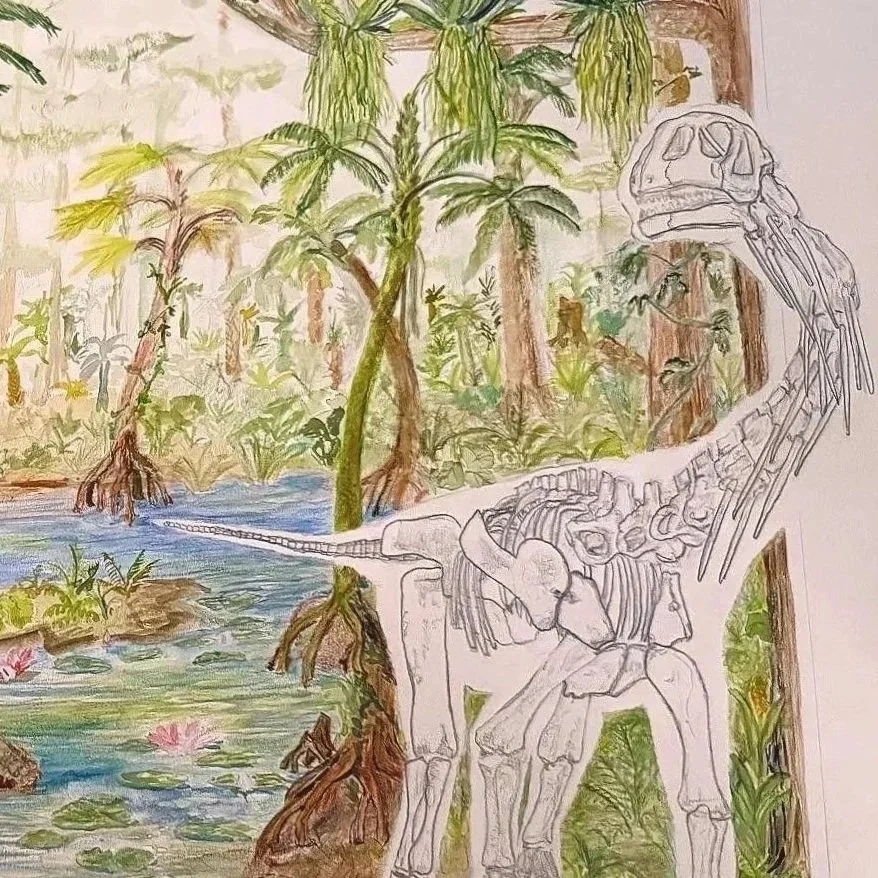 Malawisaurus in prehistoric landscape