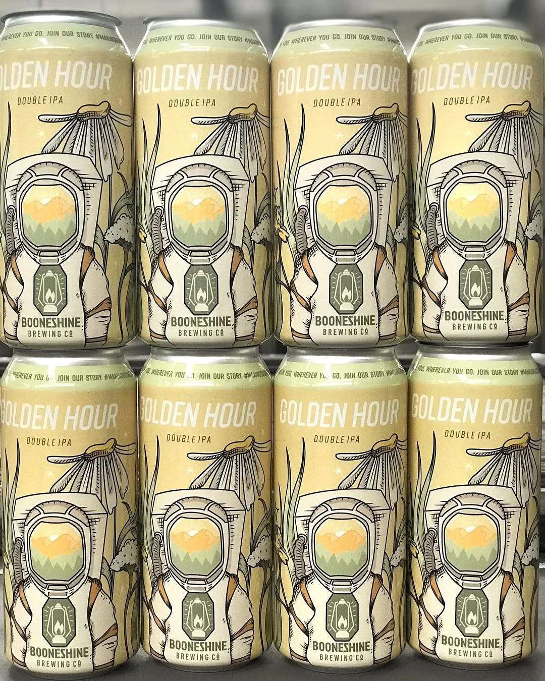 Golden Hour Double IPA can design for Booneshine Brewing