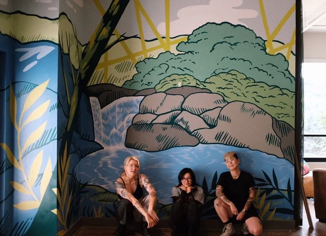 Indoor mural at the Finmore residential apartments in Boone NC
