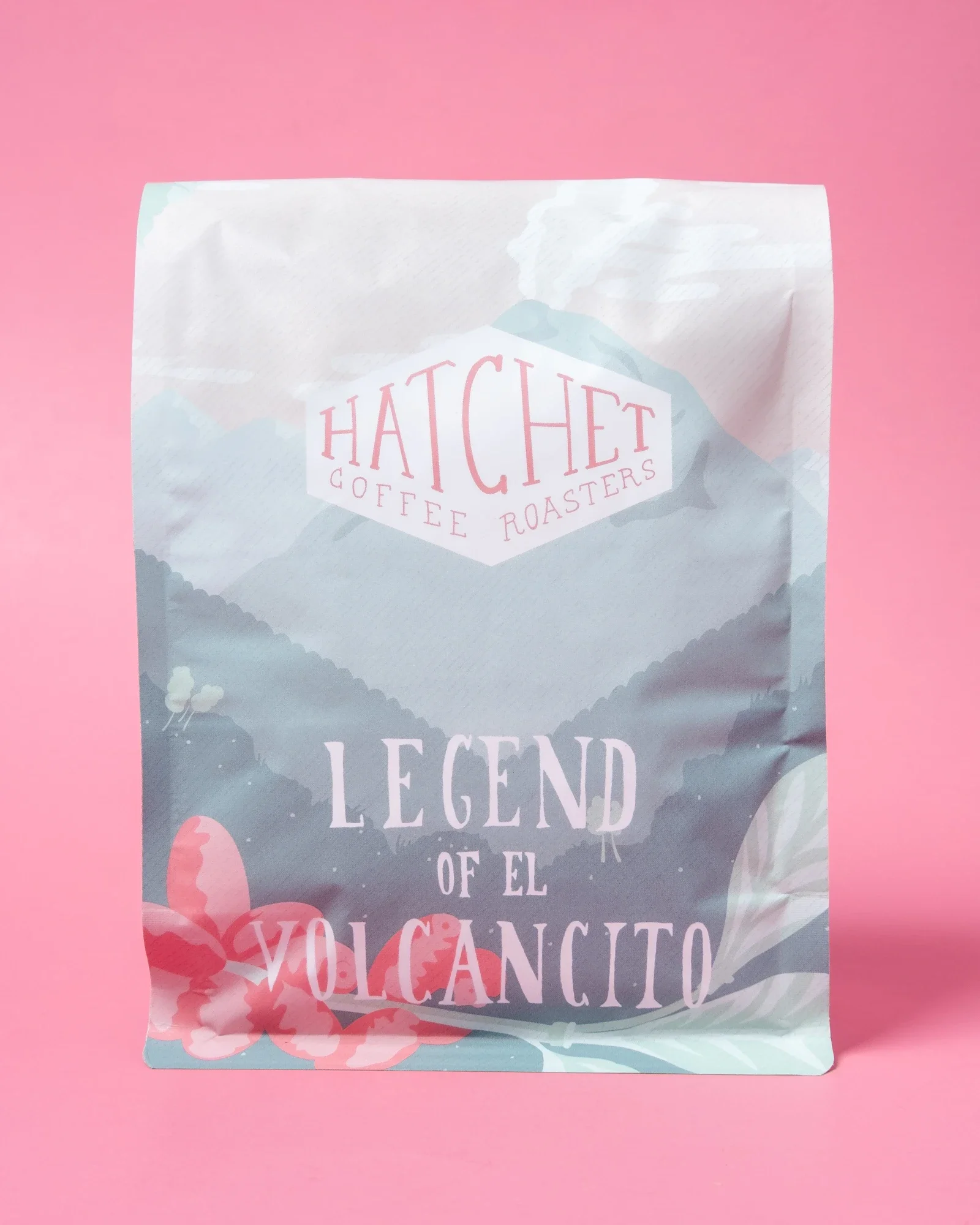 Legend of El Volcancito bag illustration and layout, photo: Alan Garvick for @hatchetcoffee