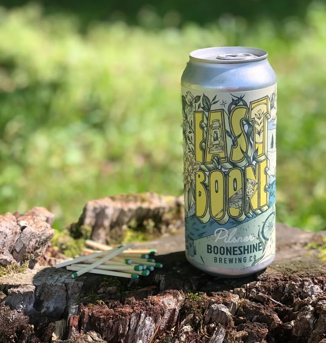 East Boone Pilsner can design for Booneshine Brewing
