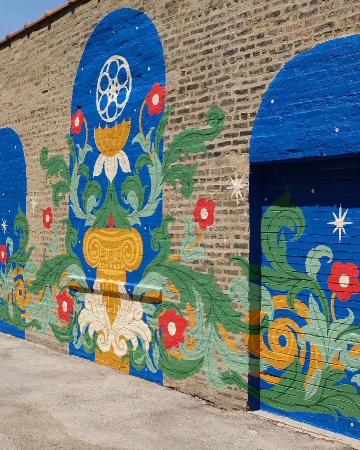 Mural for the outdoor patio at Music Box Theater in Chicago