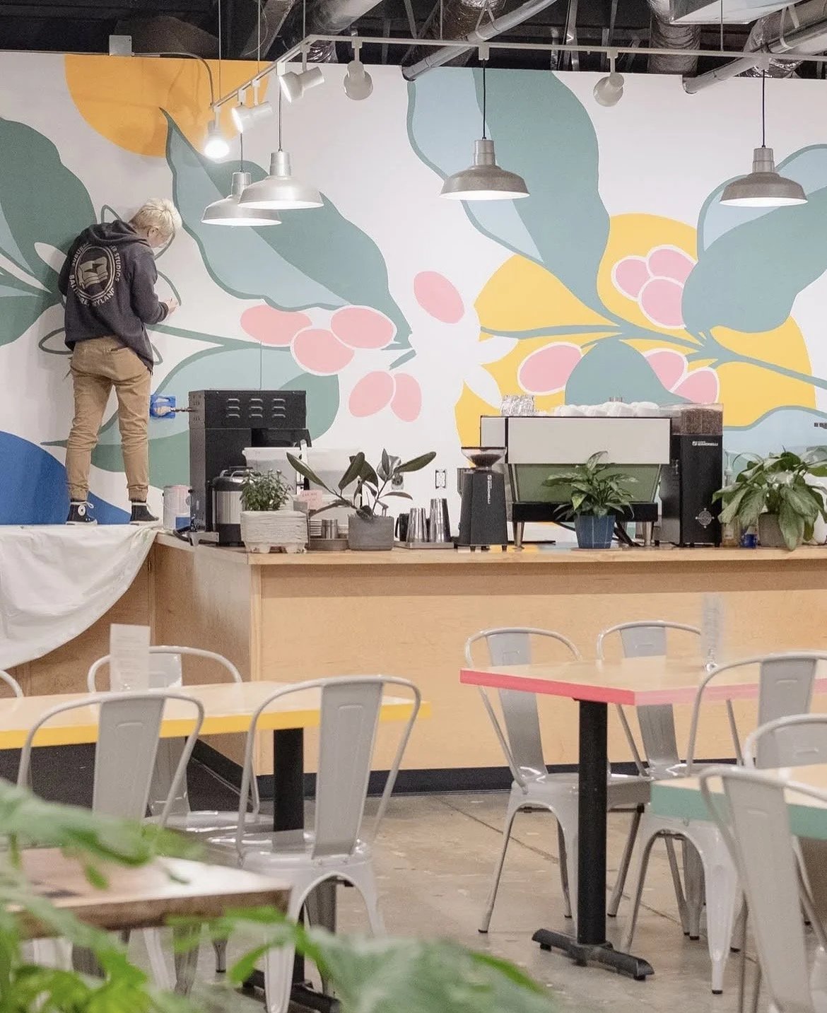 Hatchet Coffee Backsplash mural, photo: Alan Garvick