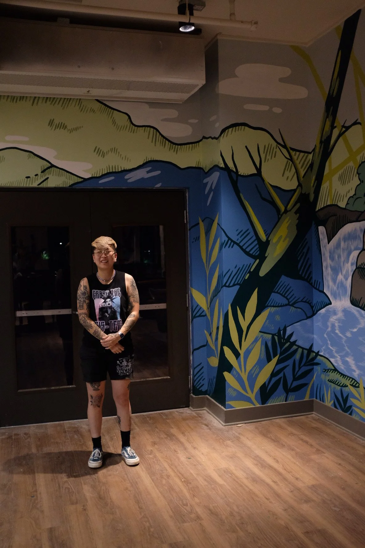 Indoor mural at the Finmore residential apartments in Boone NC