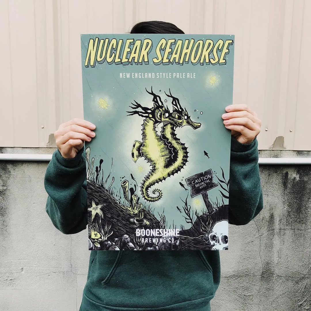 Poster design for Nuclear Seahorse release, Booneshine Brewing