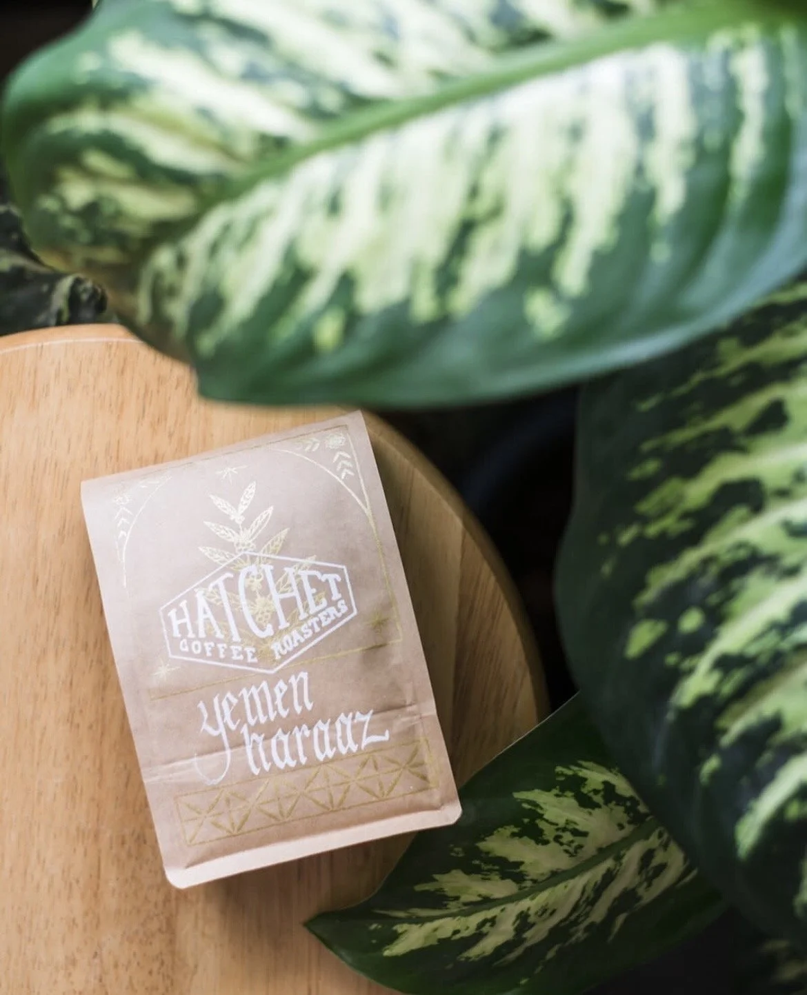 Hand lettering and illustration for Hatchet Coffee, hand printed by B. Hissam