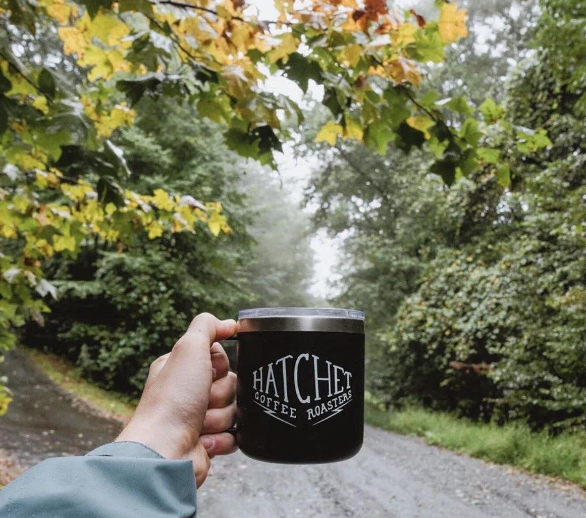 Hatchet Coffee "lightning" logo and lettering 
