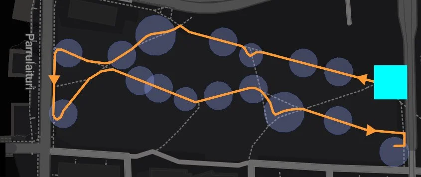 A map of the sound walk in Echoes app