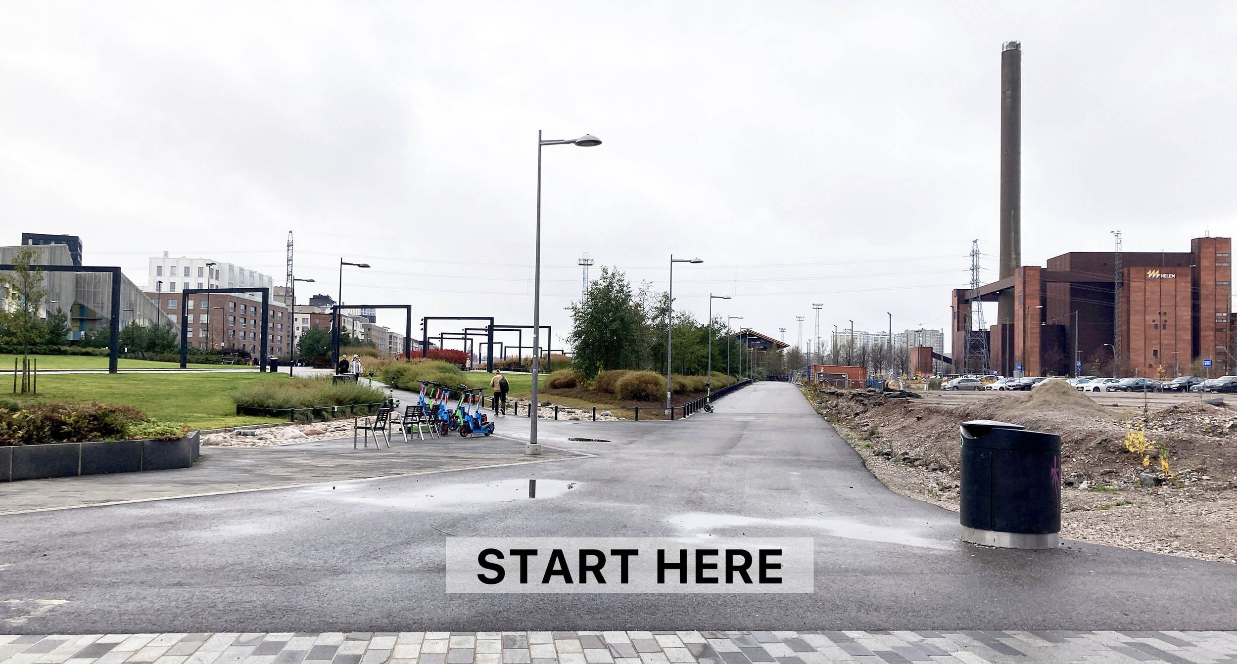 The starting point of the sound walk in Kalasatama Park